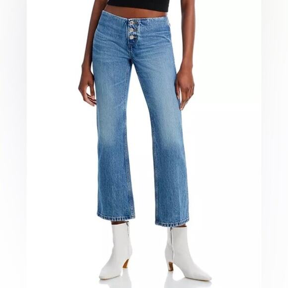 Re/Done Button Fly Crop Bootcut Jeans Size 26 - Picture 5 of 14